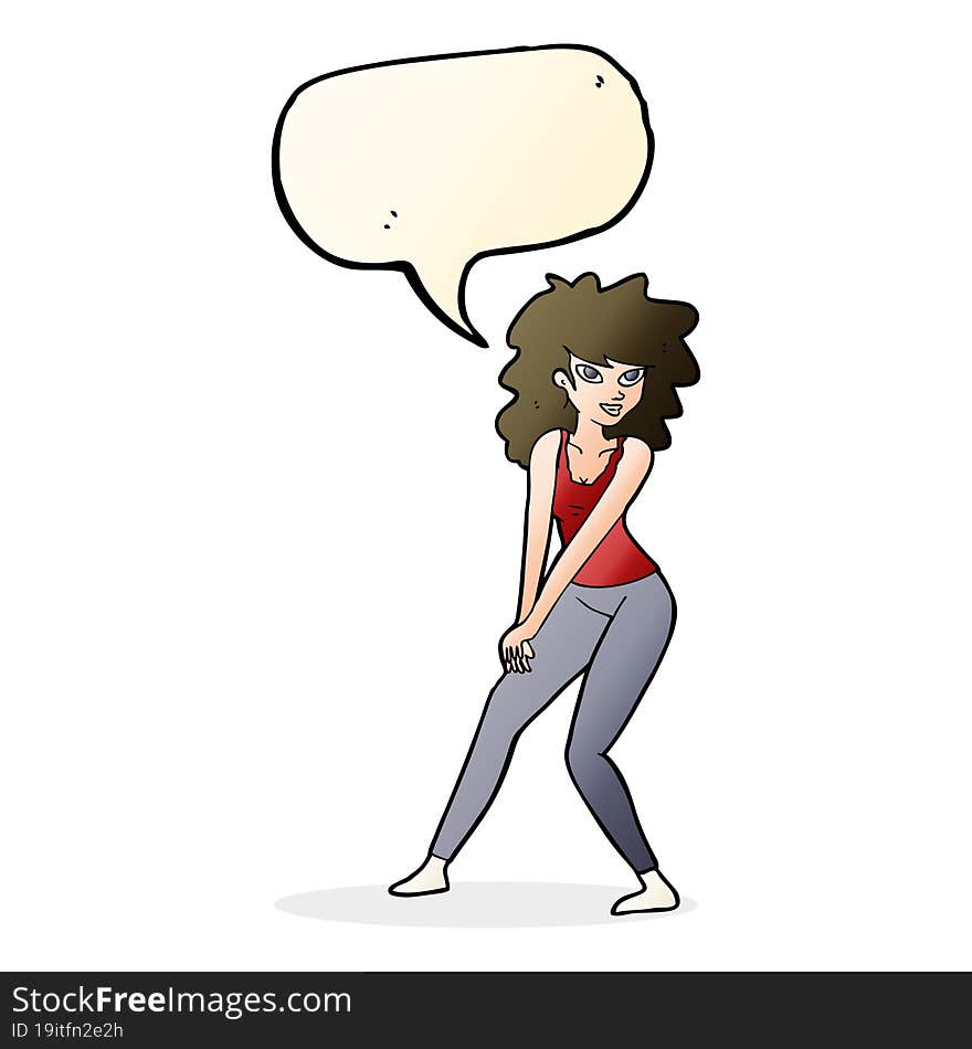 cartoon woman posing with speech bubble