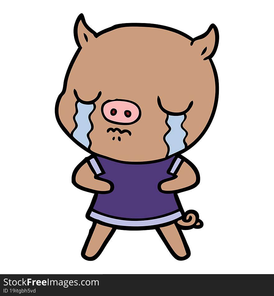 cartoon pig crying. cartoon pig crying