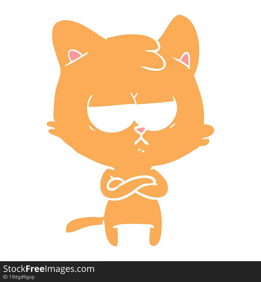 bored flat color style cartoon cat