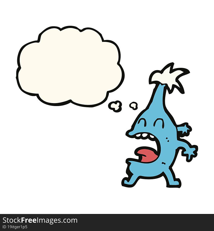 cartoon funny creature with thought bubble