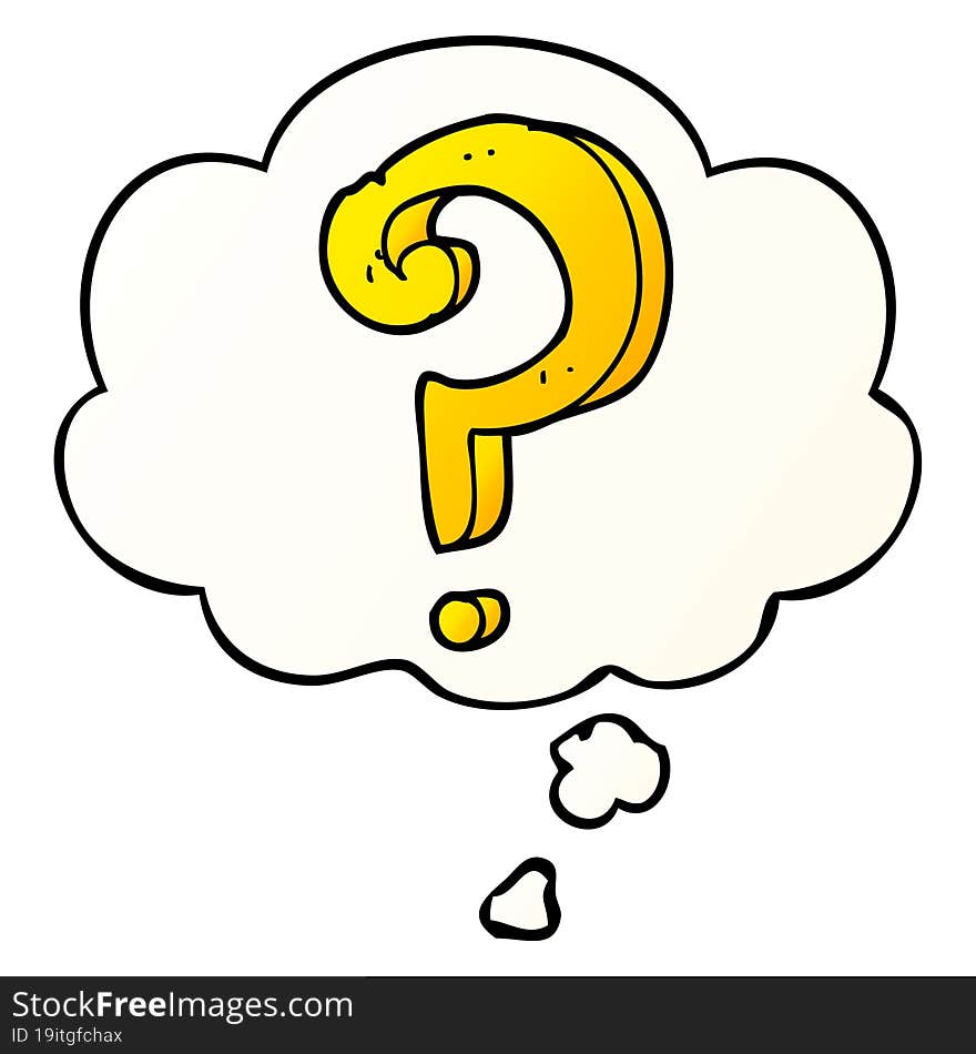 cartoon question mark and thought bubble in smooth gradient style