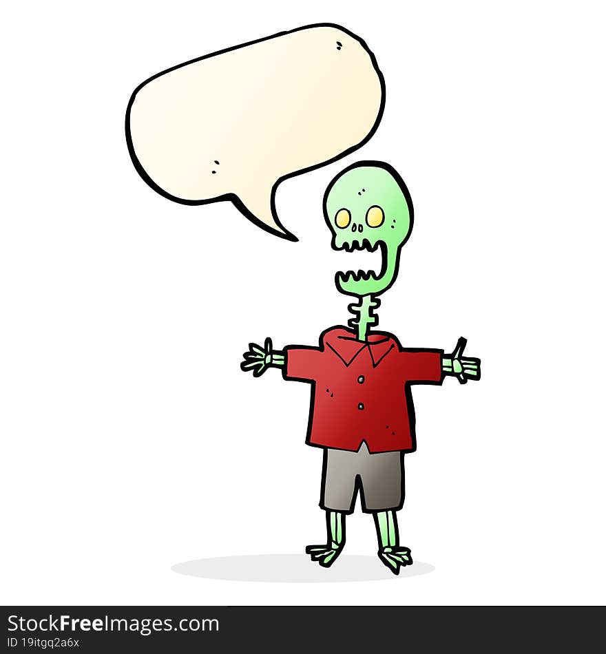 Cartoon Skeleton With Speech Bubble