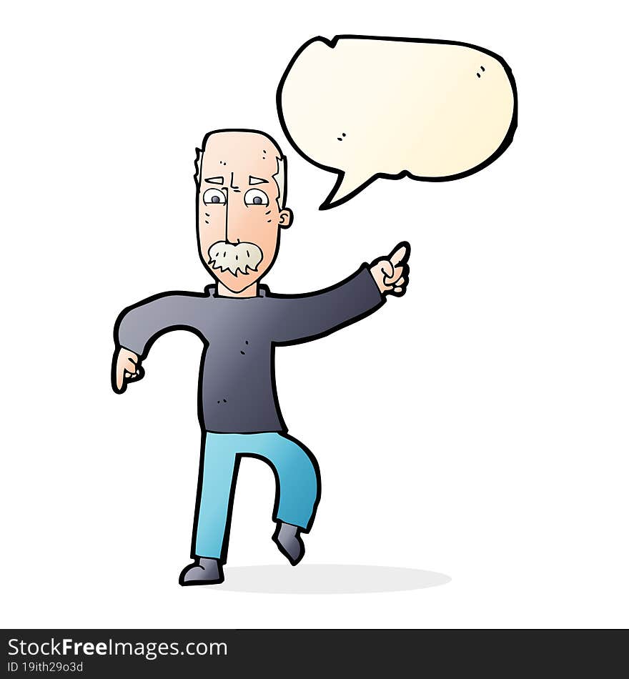 cartoon angry old man with speech bubble