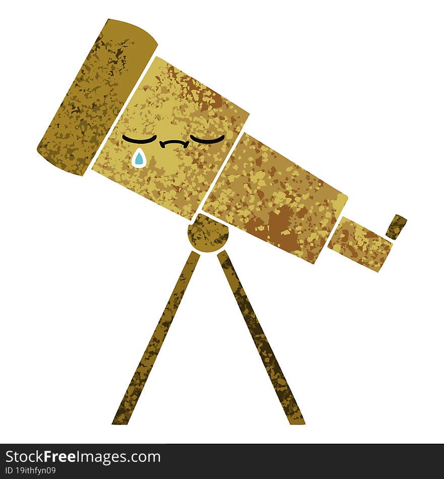 Retro Illustration Style Cartoon Telescope