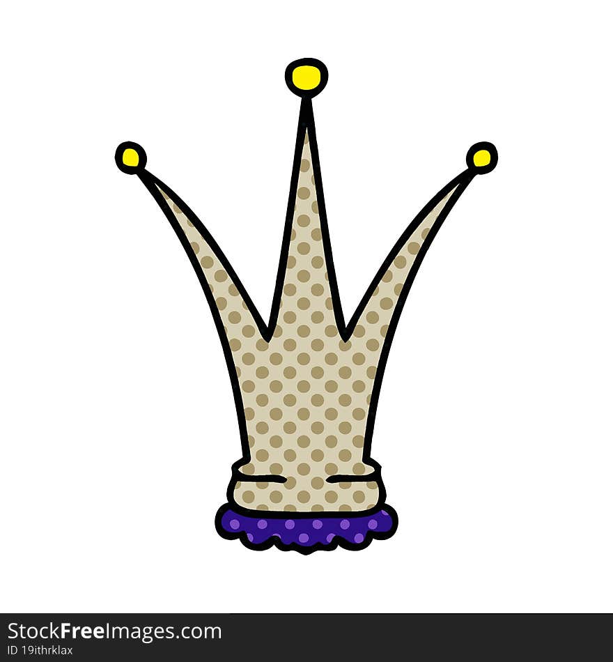 Quirky Comic Book Style Cartoon Gold Crown