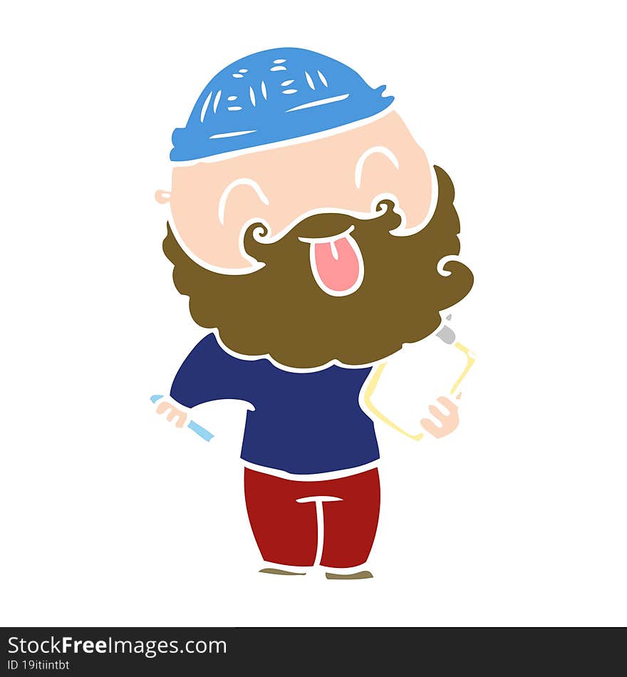 man with beard sticking out tongue