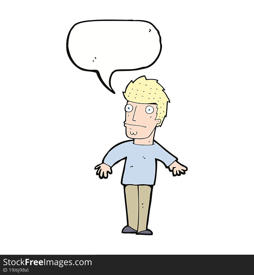 Cartoon Worried Man With Speech Bubble