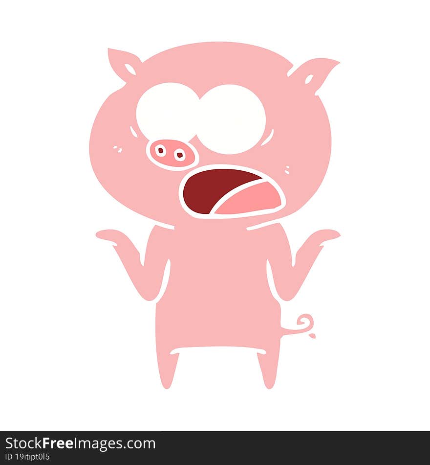 flat color style cartoon pig shouting