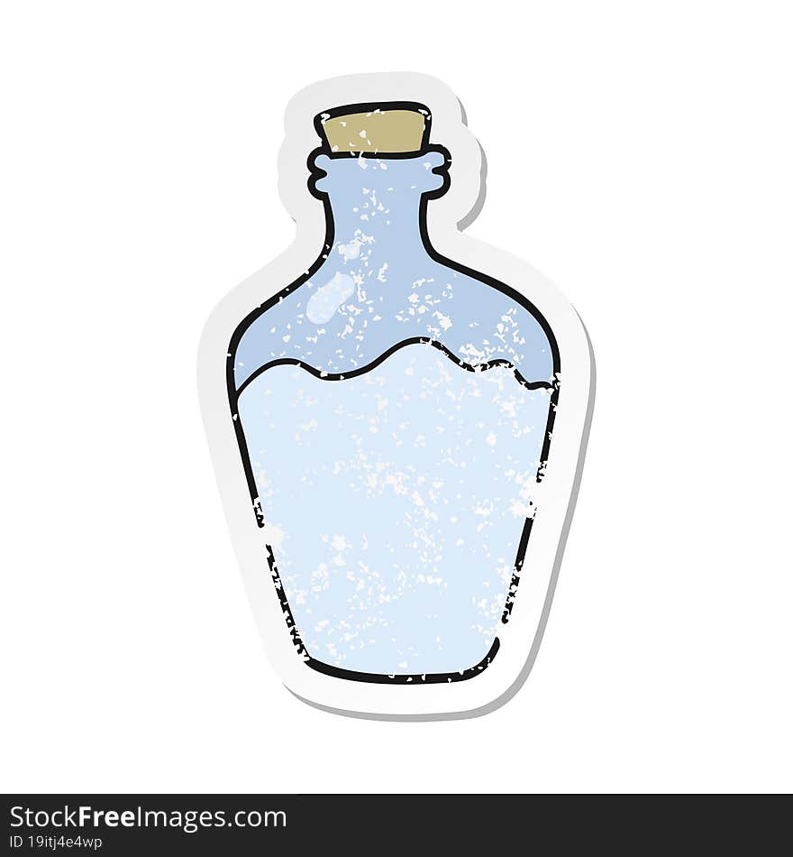 retro distressed sticker of a cartoon water bottle