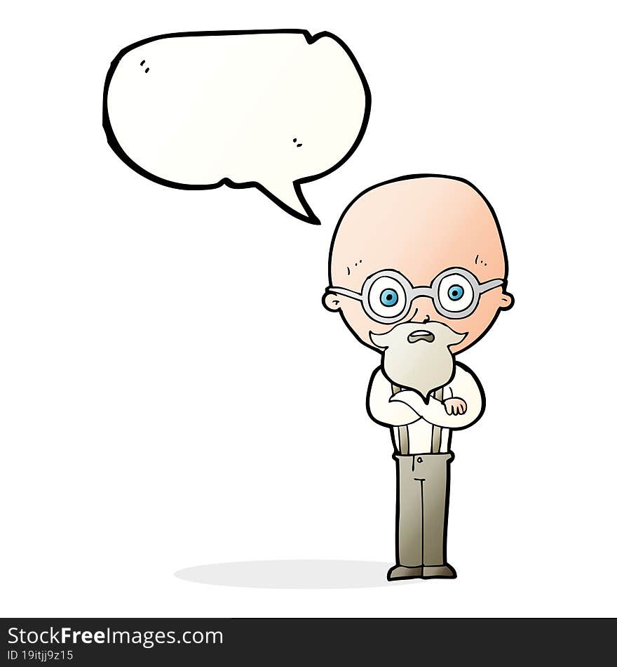 cartoon annoyed old man with speech bubble