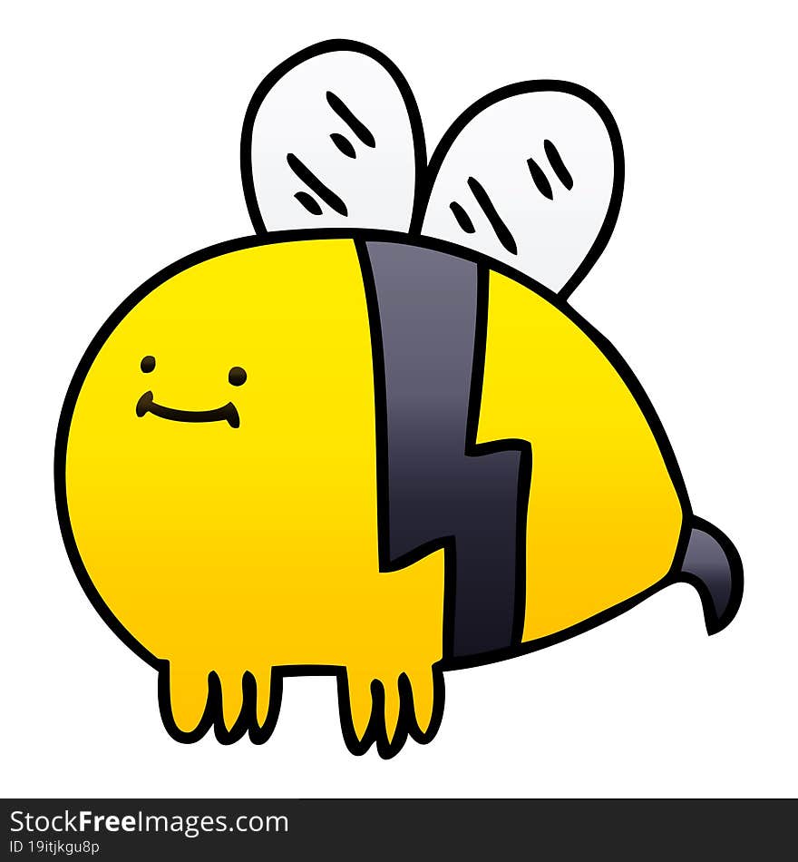 gradient shaded quirky cartoon bumblebee. gradient shaded quirky cartoon bumblebee