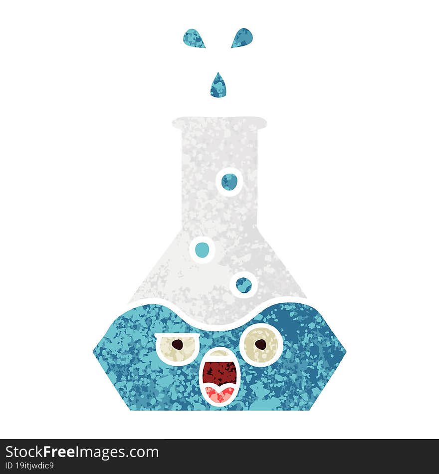 retro illustration style cartoon science beaker