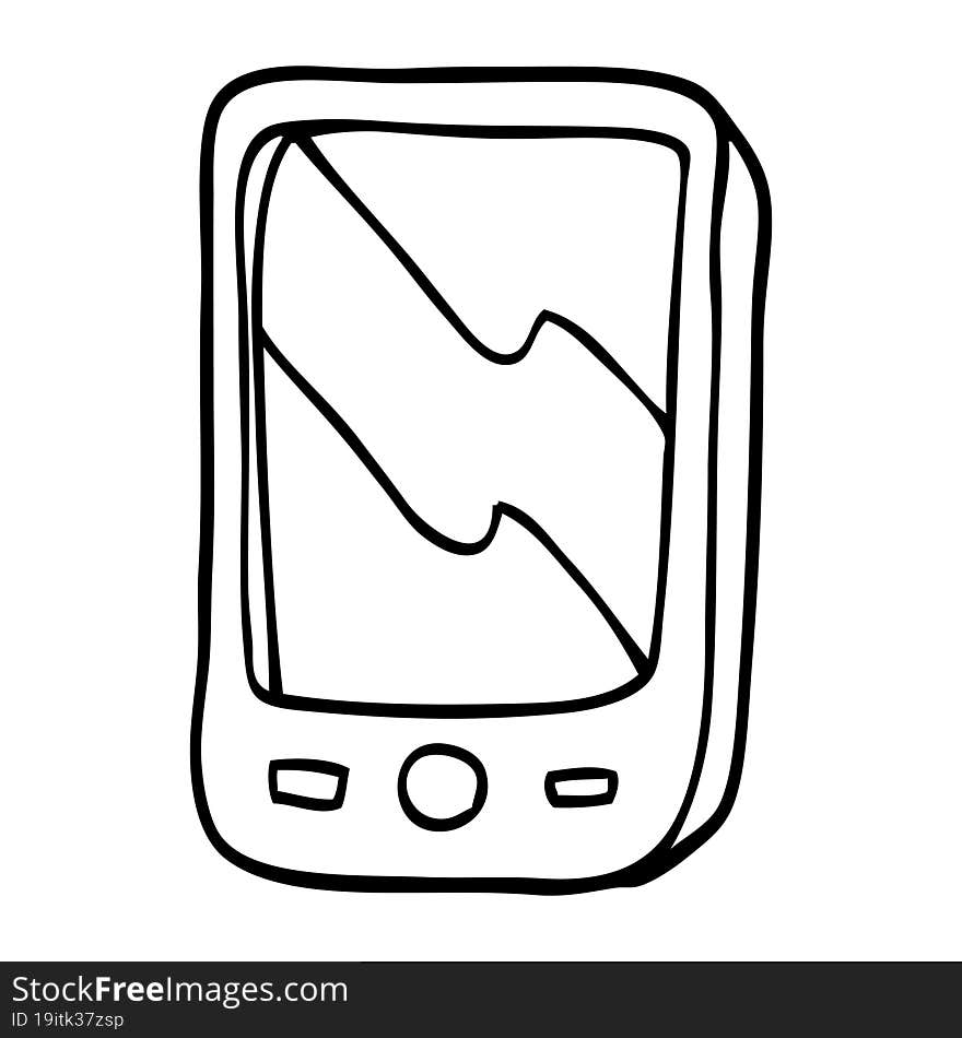 line drawing cartoon mobile phone