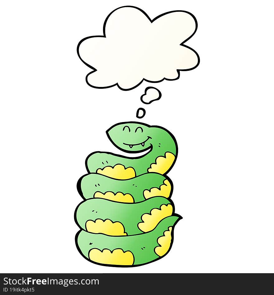 cartoon snake and thought bubble in smooth gradient style