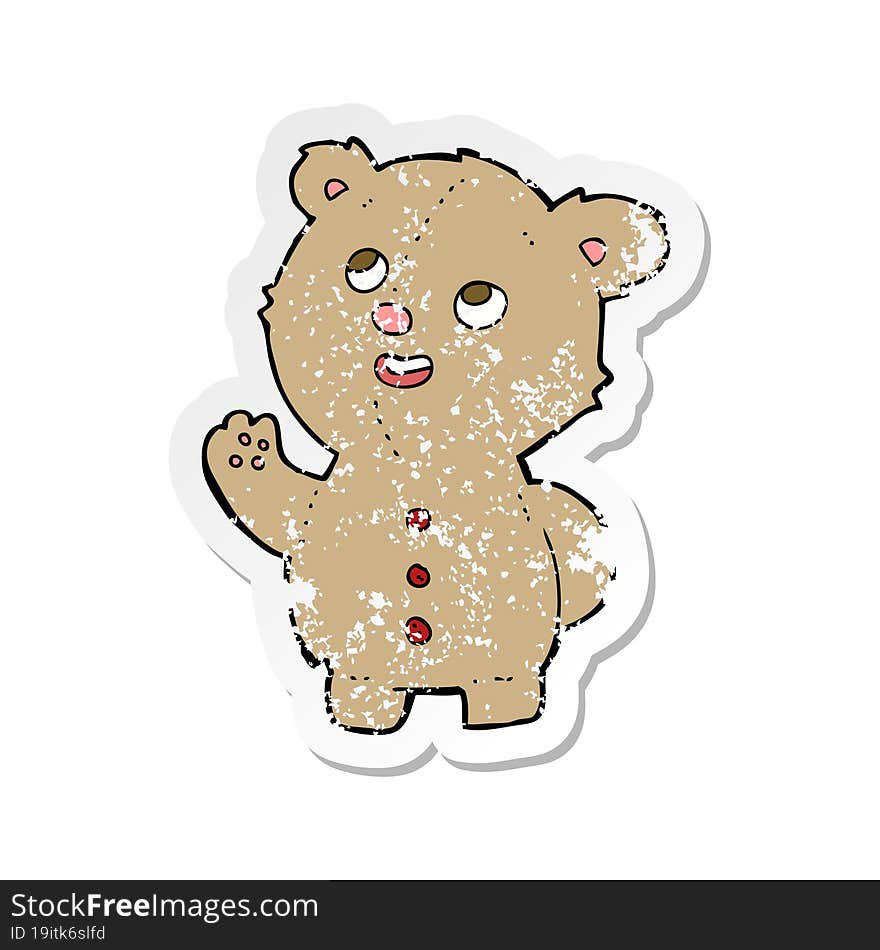 retro distressed sticker of a cartoon cute teddy bear