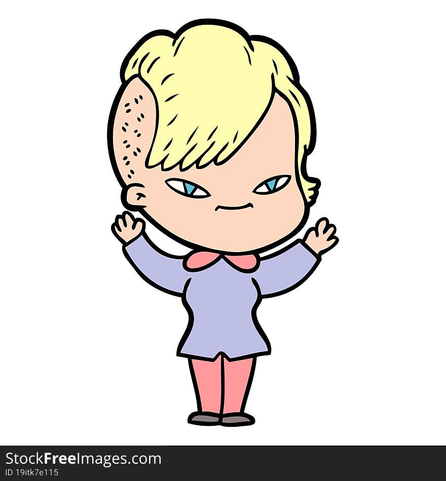 cute cartoon girl with hipster haircut. cute cartoon girl with hipster haircut