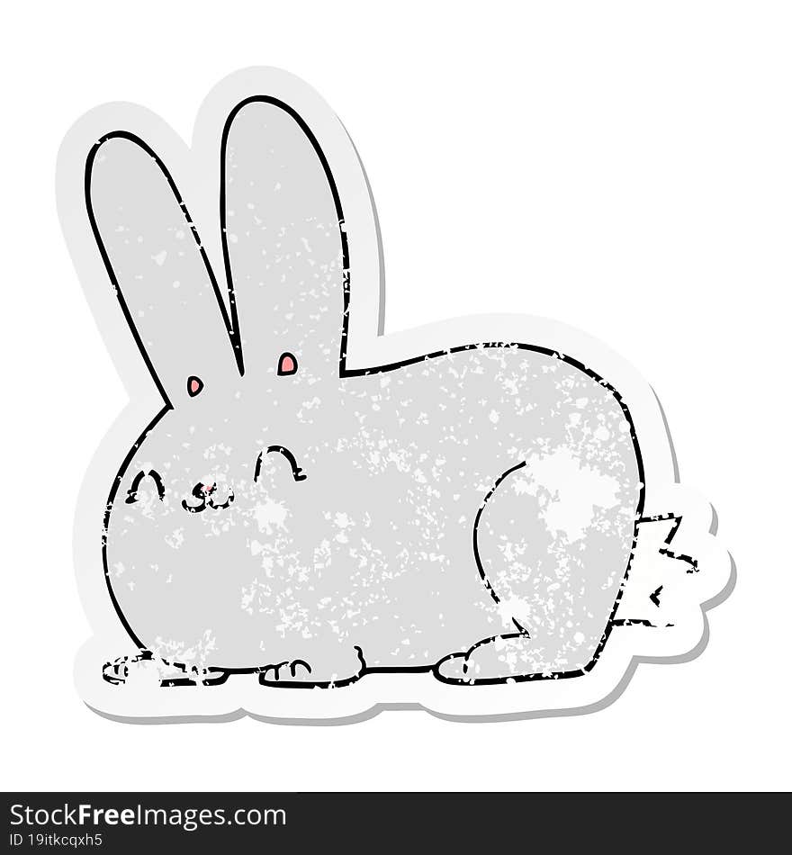 distressed sticker of a cartoon rabbit