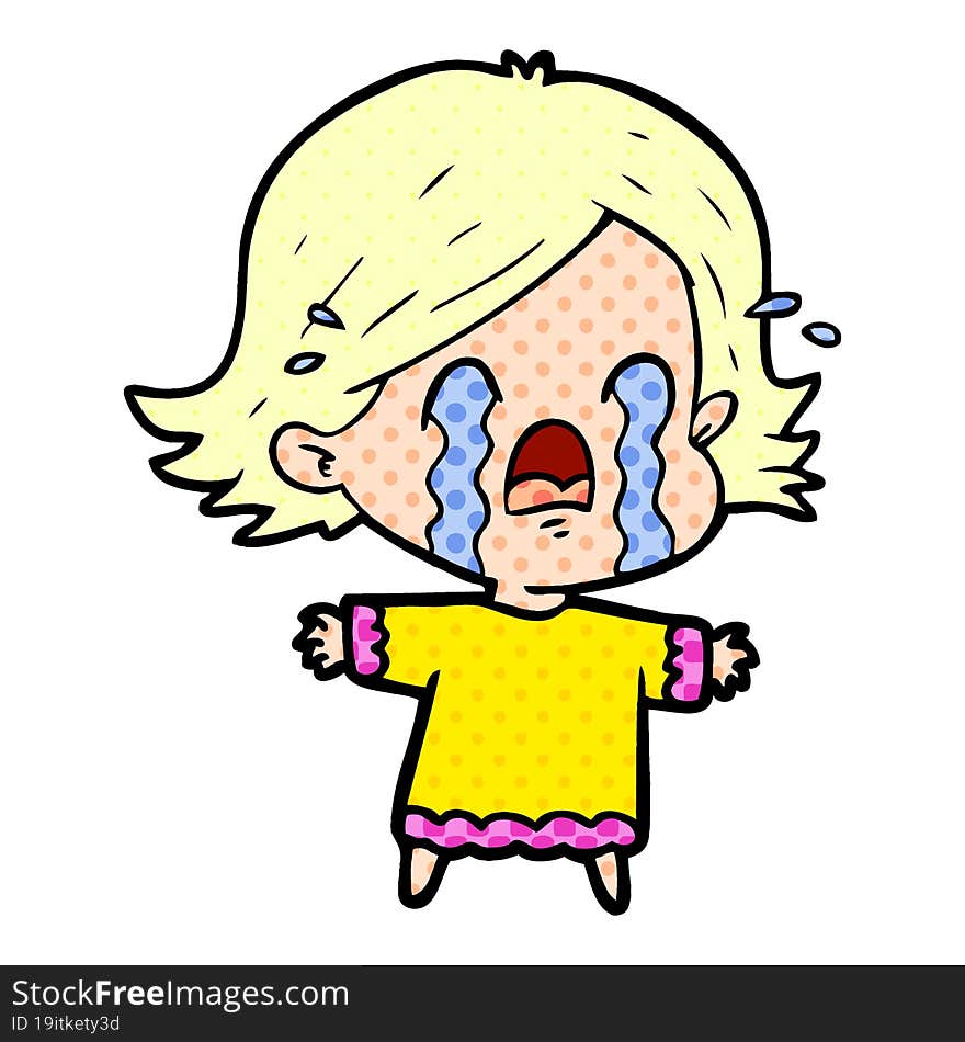 cartoon woman crying. cartoon woman crying