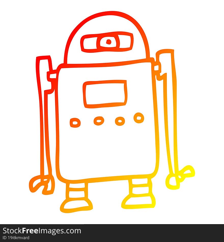 warm gradient line drawing cartoon robot