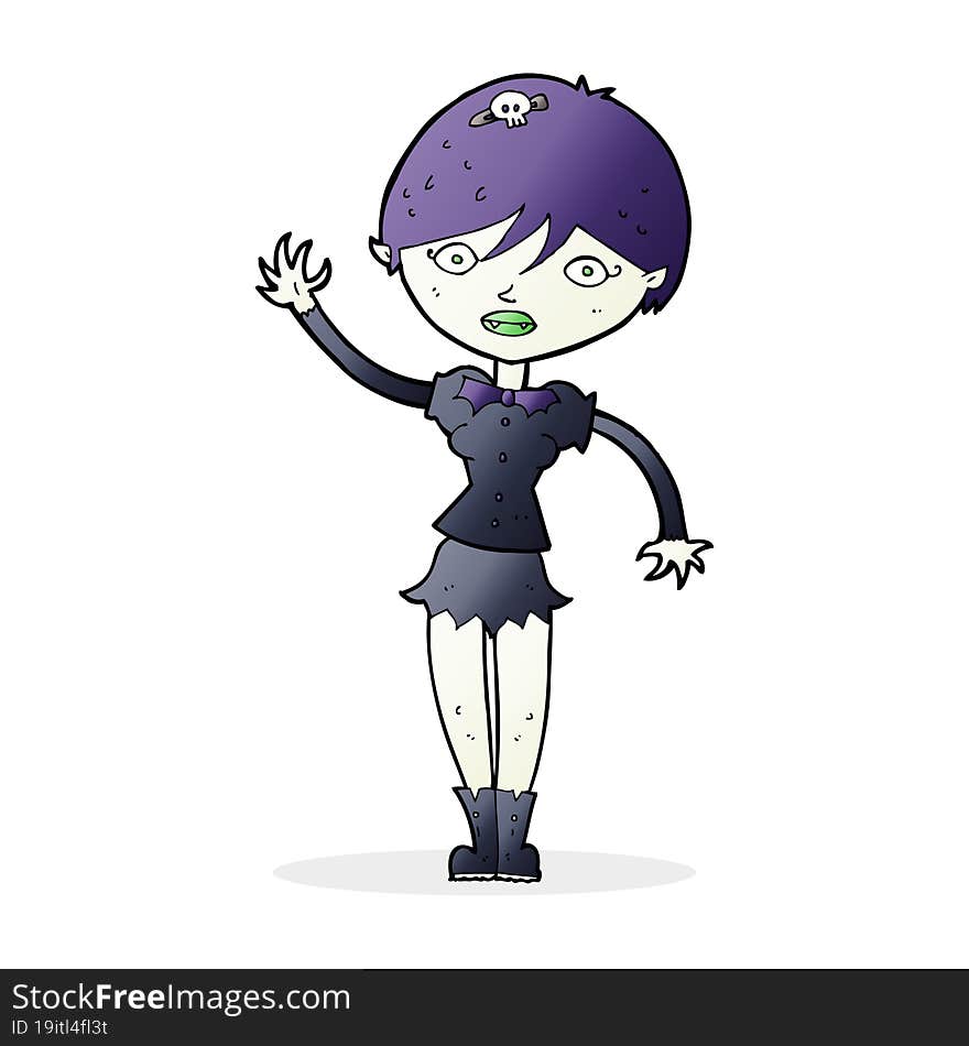 cartoon vampire girl waving