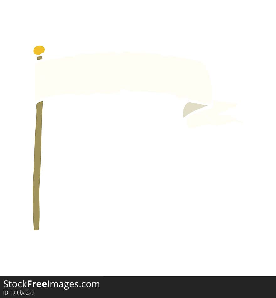 cartoon doodle waving white banner flag