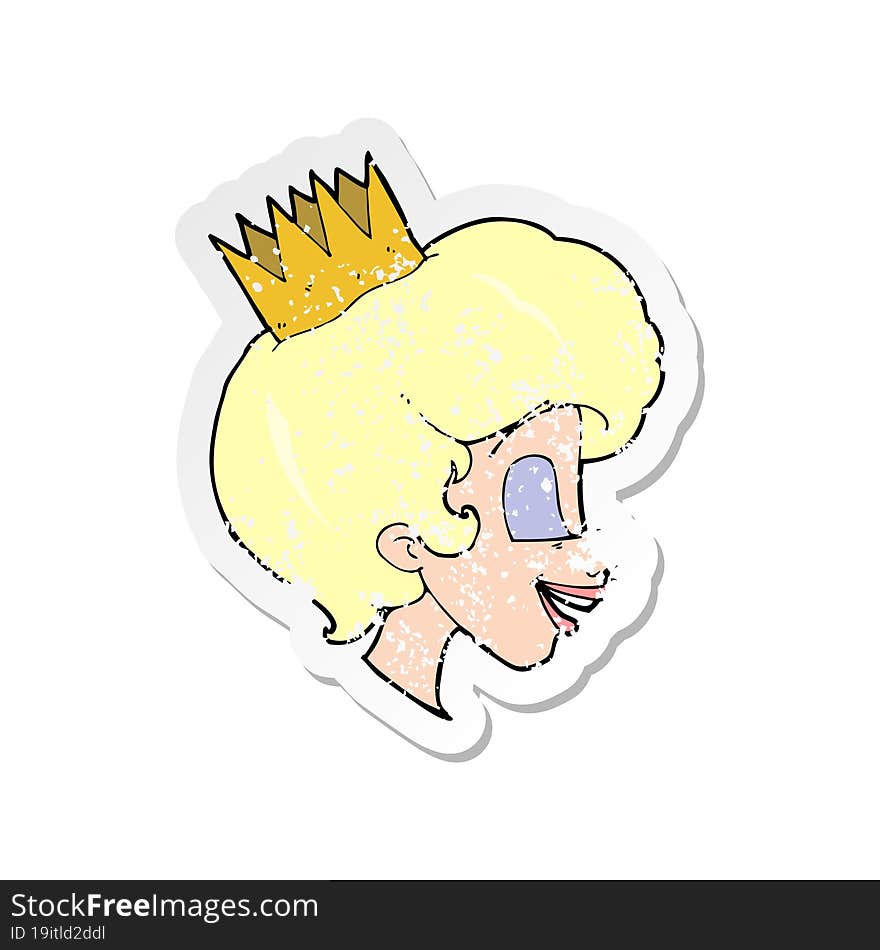 Retro Distressed Sticker Of A Cartoon Princess