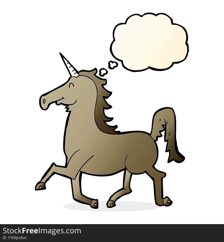 Cartoon Unicorn With Thought Bubble