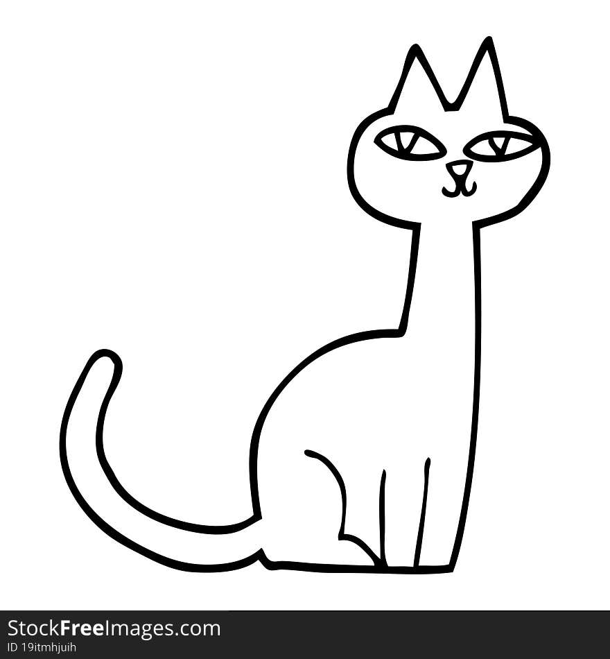 line drawing cartoon cat