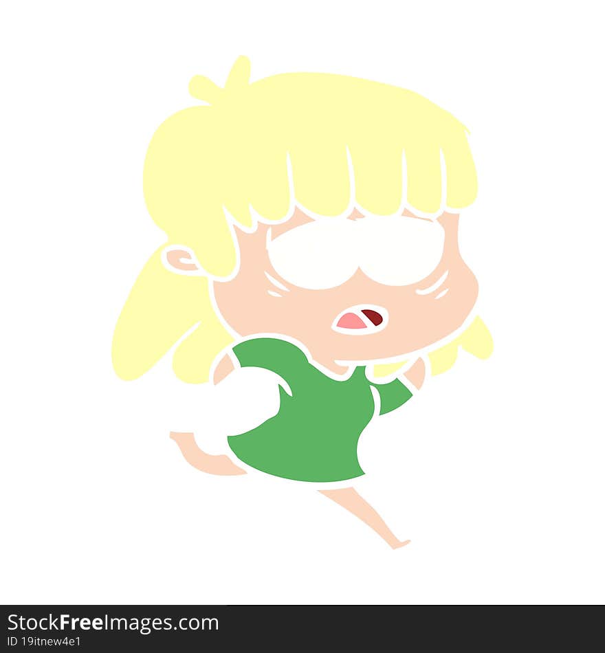 flat color style cartoon tired woman