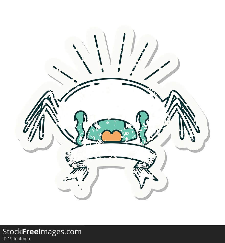 grunge sticker of tattoo style crying spider