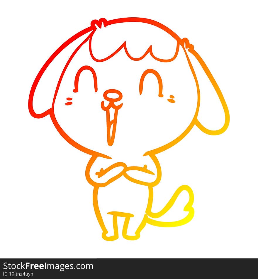 Warm Gradient Line Drawing Cute Cartoon Dog