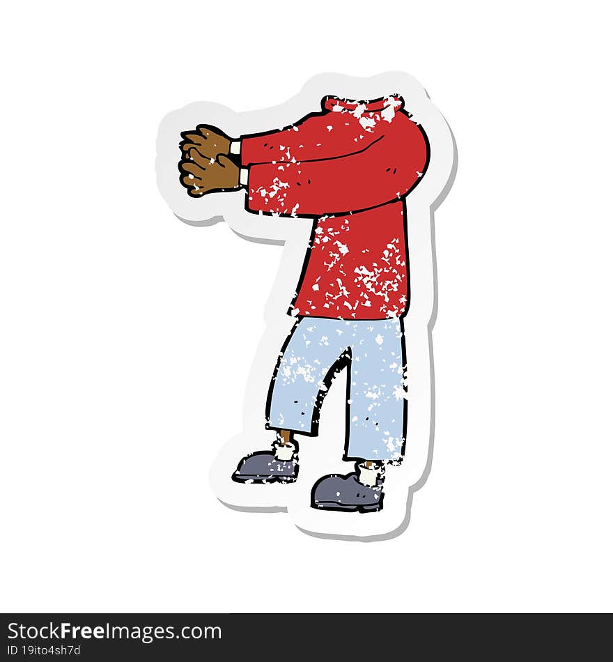 retro distressed sticker of a cartoon headless body