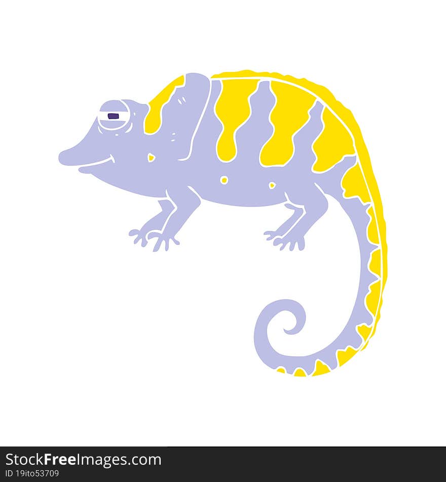 flat color illustration of a cartoon chameleon