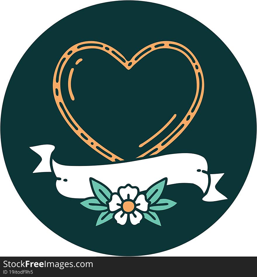 iconic tattoo style image of a heart and banner. iconic tattoo style image of a heart and banner