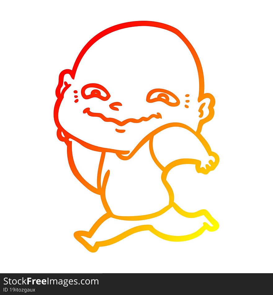 warm gradient line drawing cartoon creepy guy