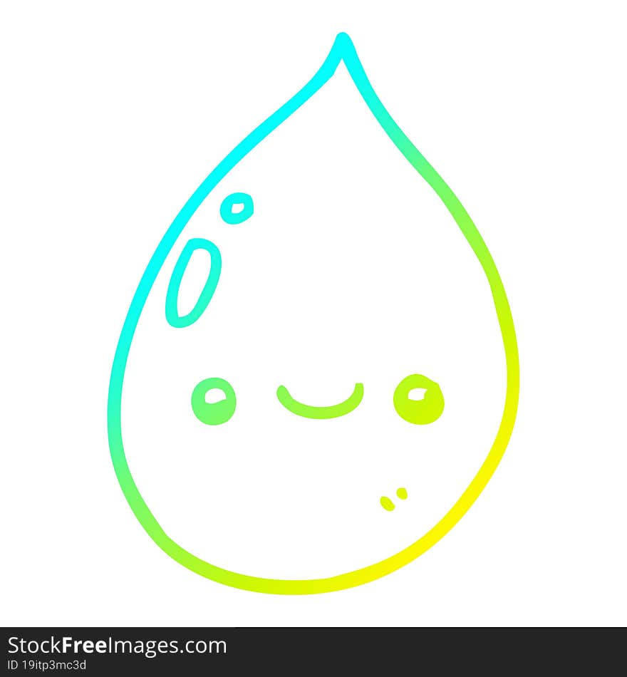 cold gradient line drawing of a cartoon raindrop