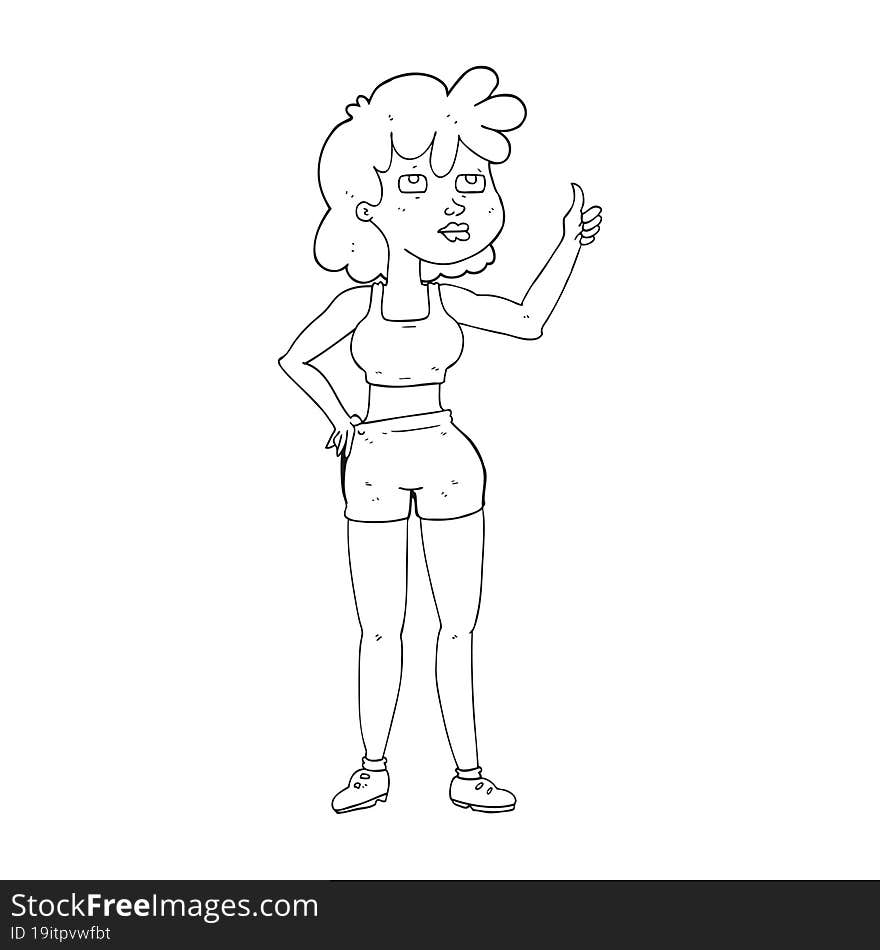 Black And White Cartoon Gym Woman