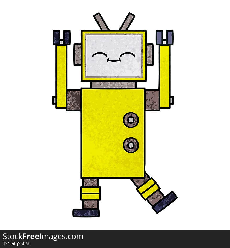 Retro Grunge Texture Cartoon Robot