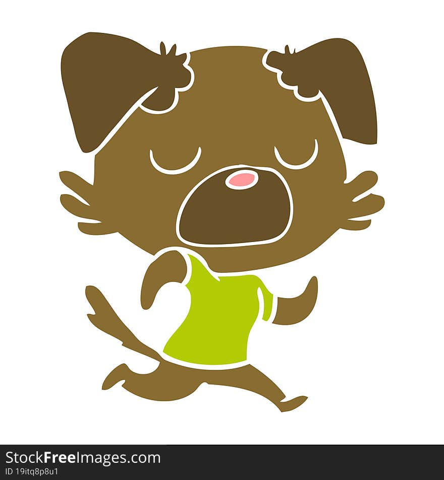 flat color style cartoon dog jogging