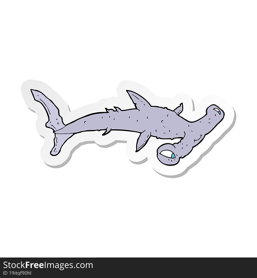 sticker of a cartoon hammerhead shark