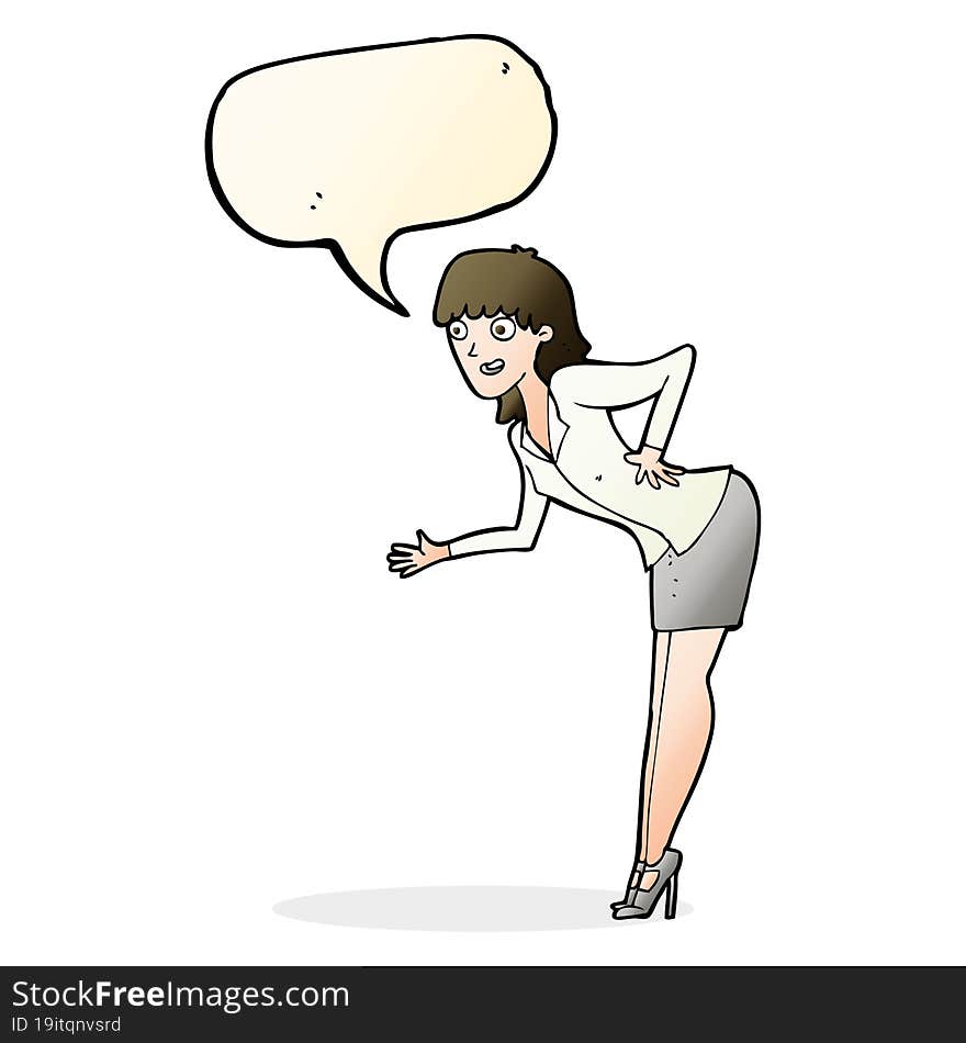 Cartoon Businesswoman Explaining With Speech Bubble