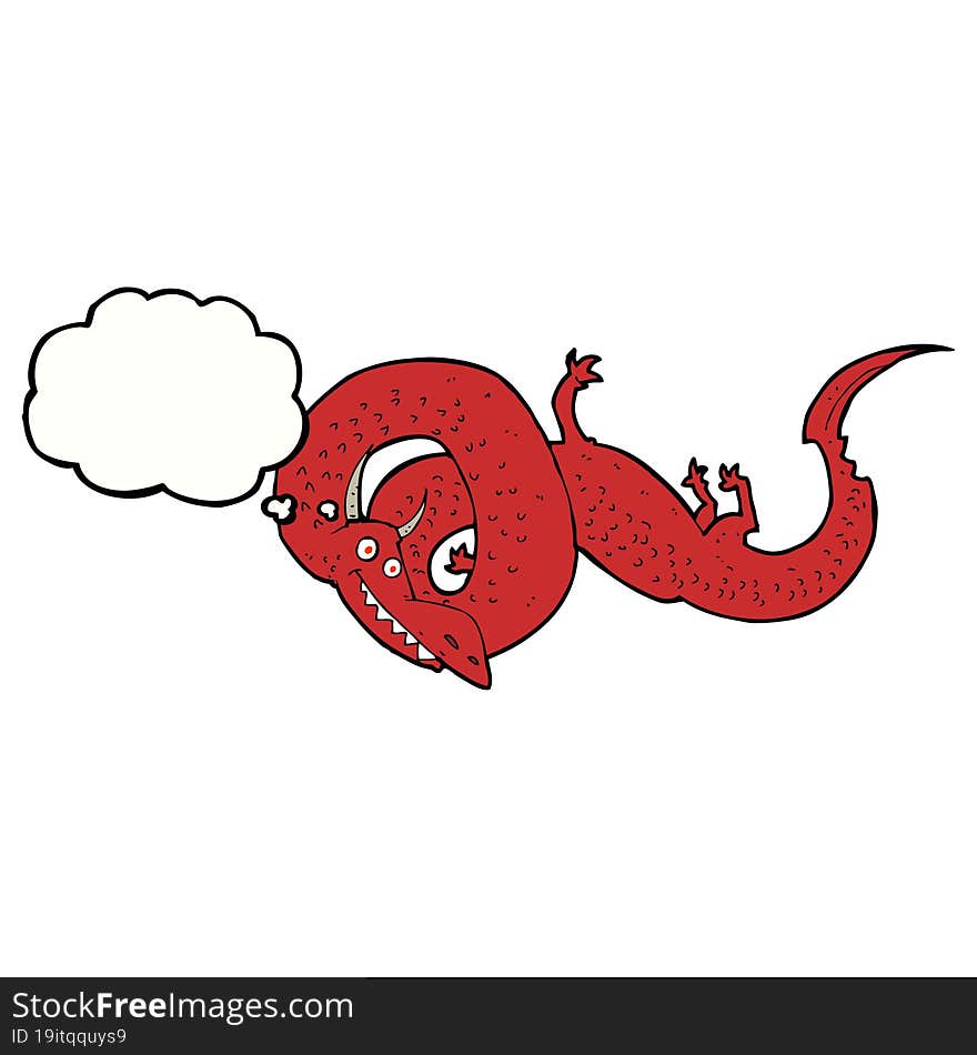 cartoon chinese dragon with thought bubble