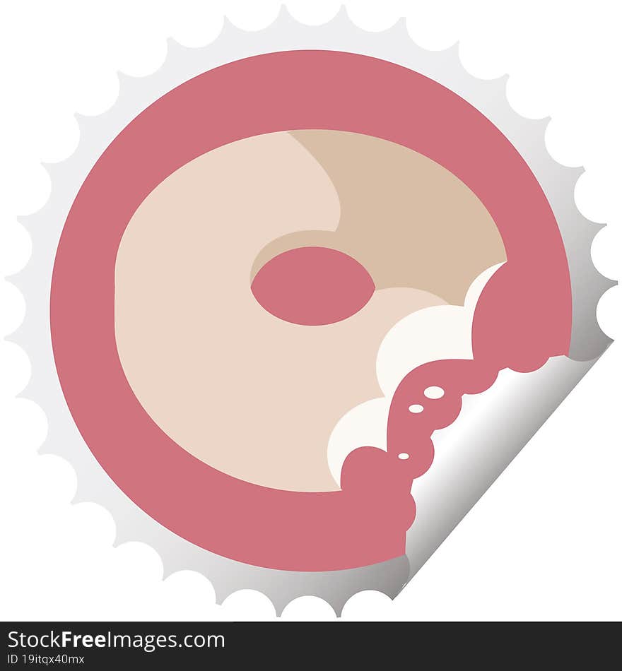 bitten donut round sticker stamp