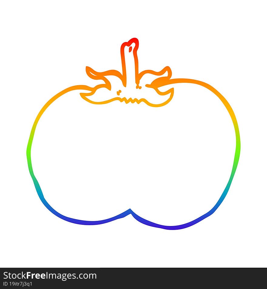 rainbow gradient line drawing cartoon tomato