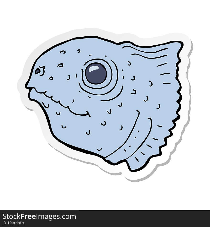 Sticker Of A Cartoon Fish Head