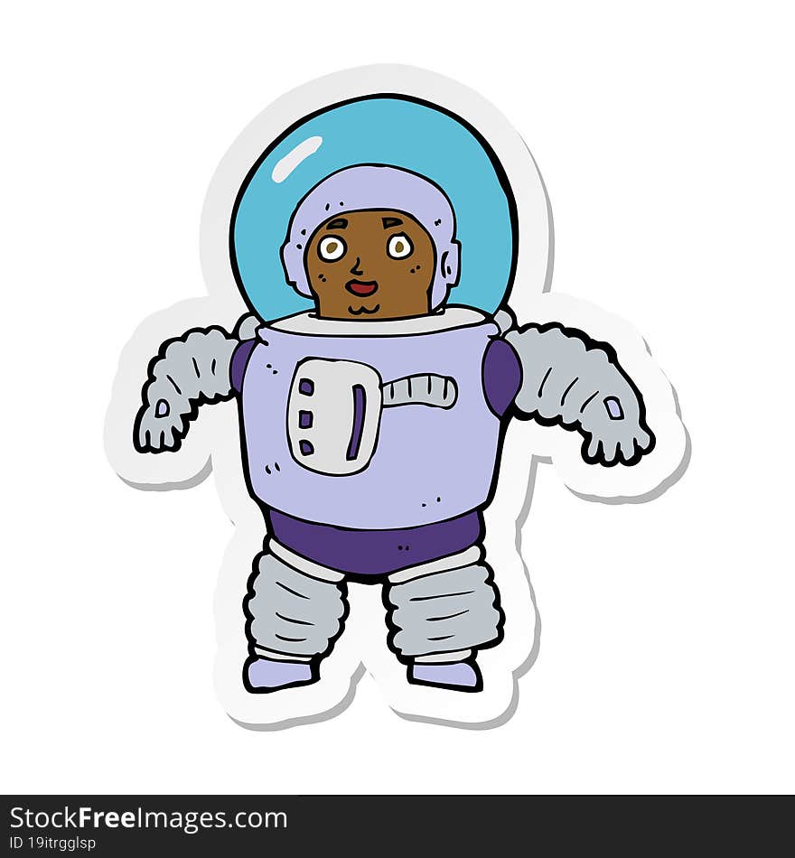 sticker of a cartoon space man