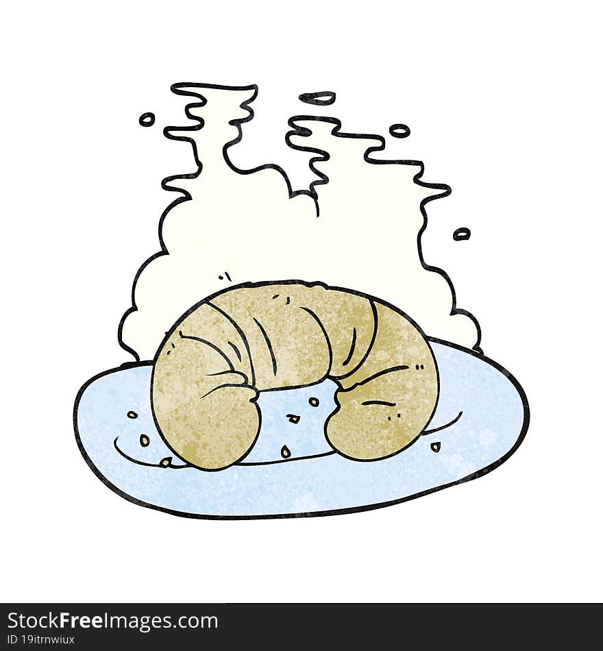 freehand drawn texture cartoon hot croissant