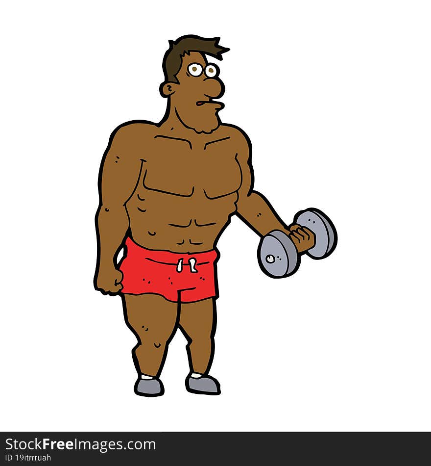 cartoon man lifting weights