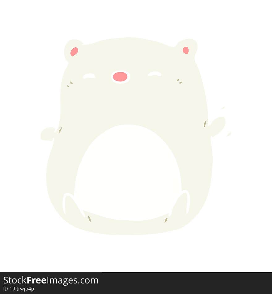 Cute Flat Color Style Cartoon Polar Bear