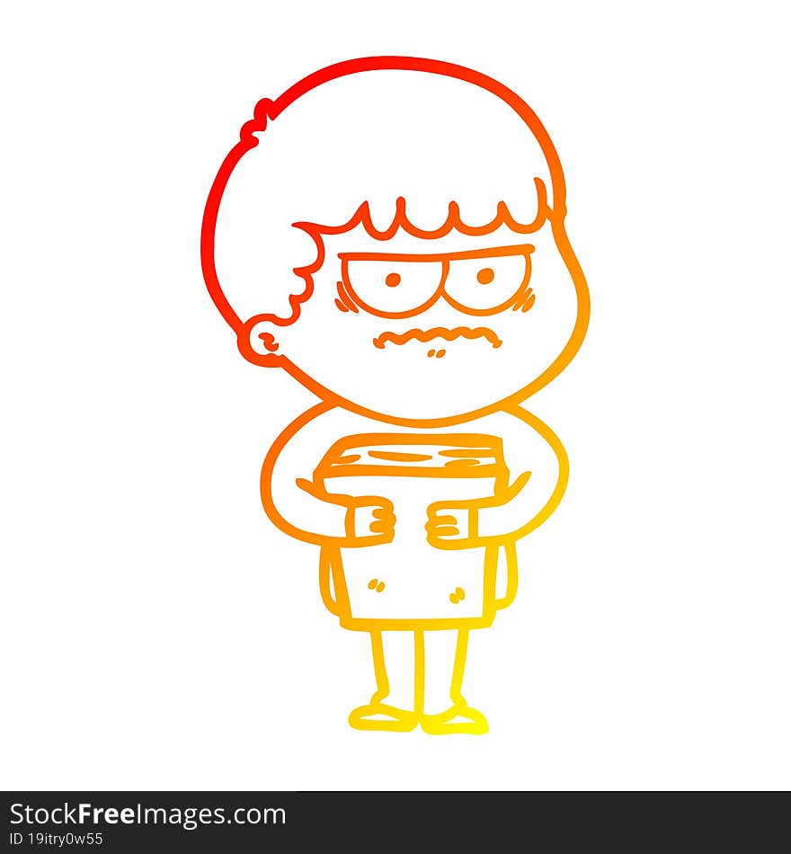 warm gradient line drawing cartoon annoyed man